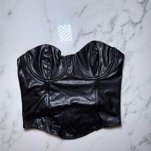 Zara Black Leather-Look Bustier